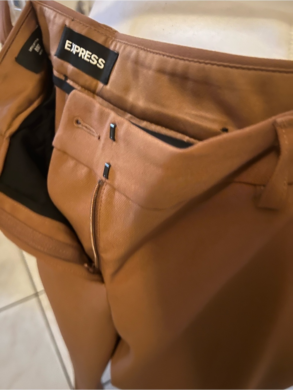 Express Faux Leather Pants in Camel